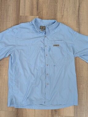 Hook & Tackle Fishing Shirt Men’s 2XL Blue Vented Quick Dry Nylon Outdoors